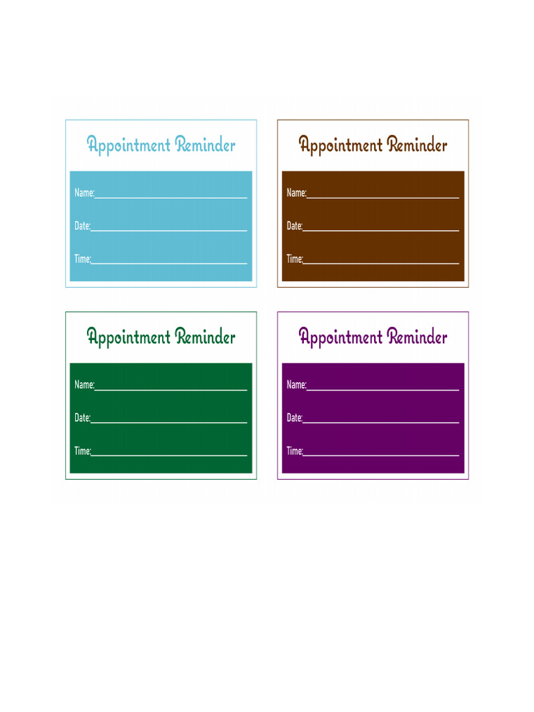 Free Printable Appointment Cards Templates 391305 png PDF