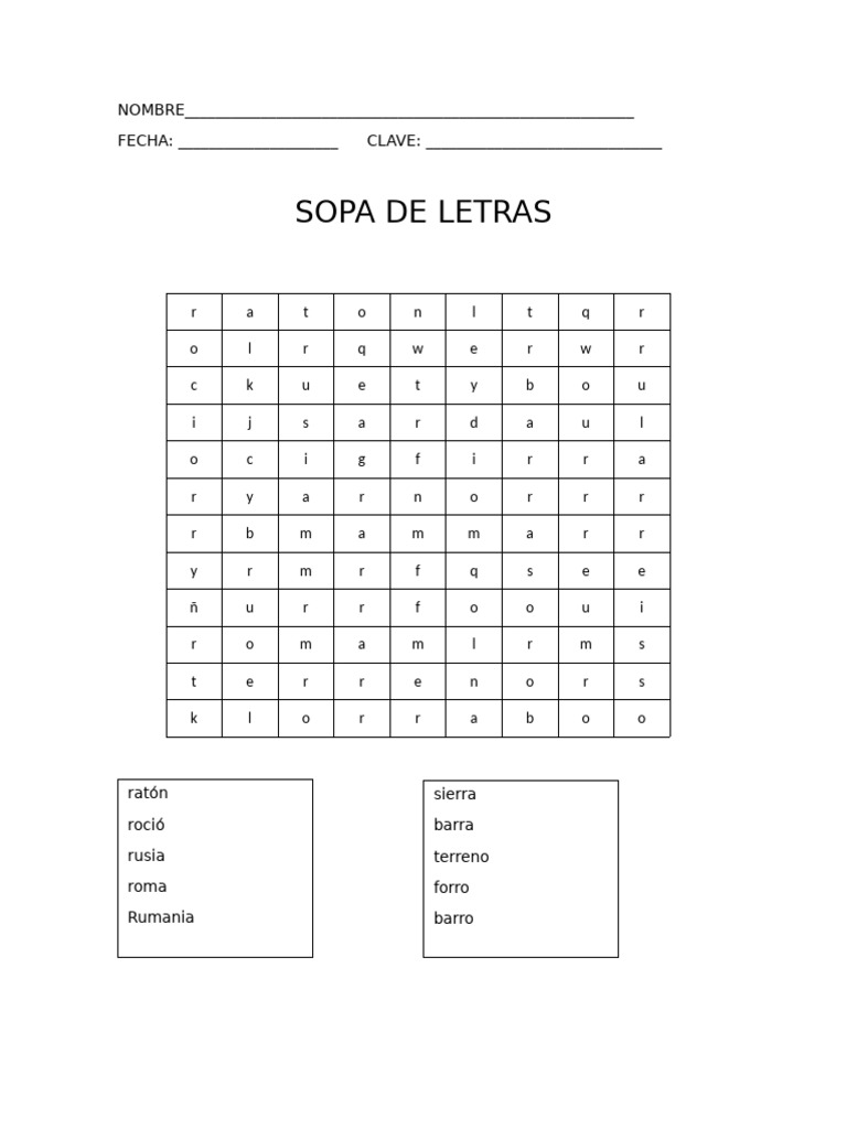 Sopa de Letras Yerald | PDF