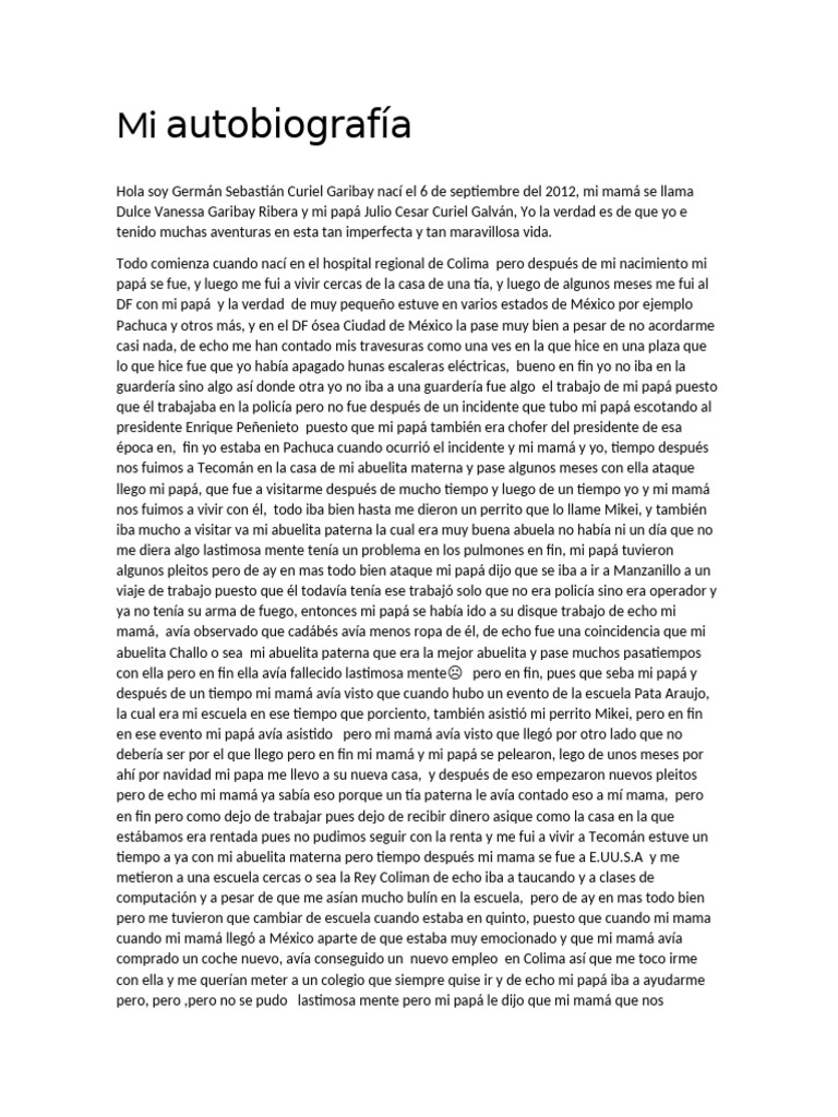 Mi Auto Biografía | PDF