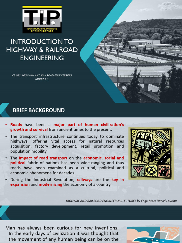 Introduction To Highway & Railroad Engineering: Prepared By: Engr. Marc ...