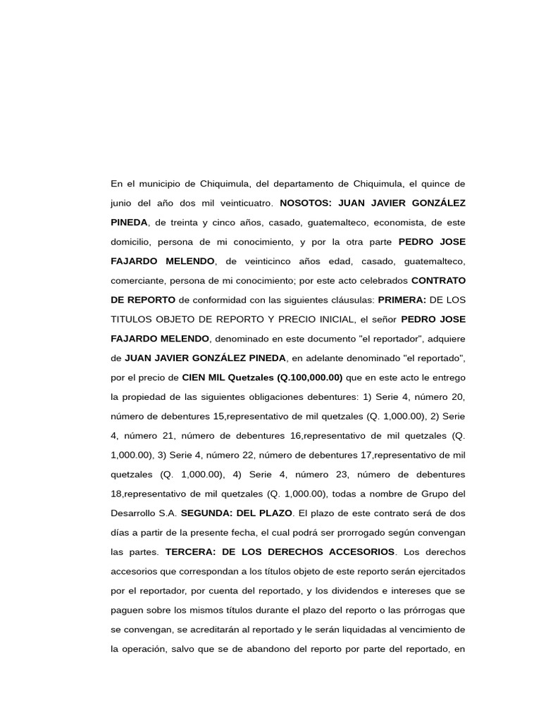 Contrato de Reporto entre Partes | PDF | Direito