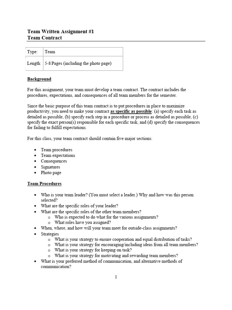 Assignment - Team Contract-Fall24 | PDF