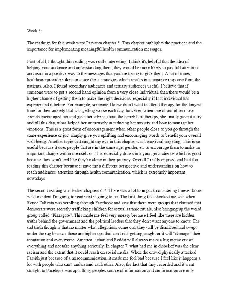 Reaction Notes Week 5 | PDF