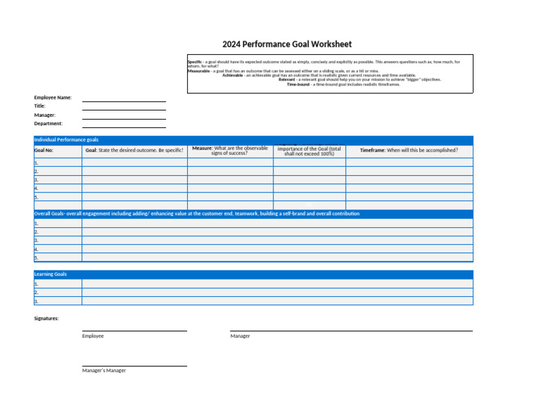 Goal Setting - 2024 | PDF
