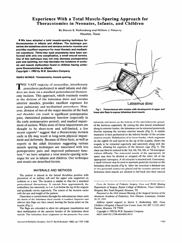Experience With A Total Muscle-Sparing Approach For Thoracotomies in ...