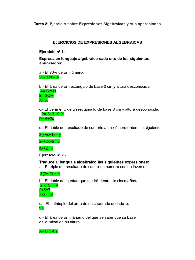 Expresiones Algebraicas y Operaciones | PDF