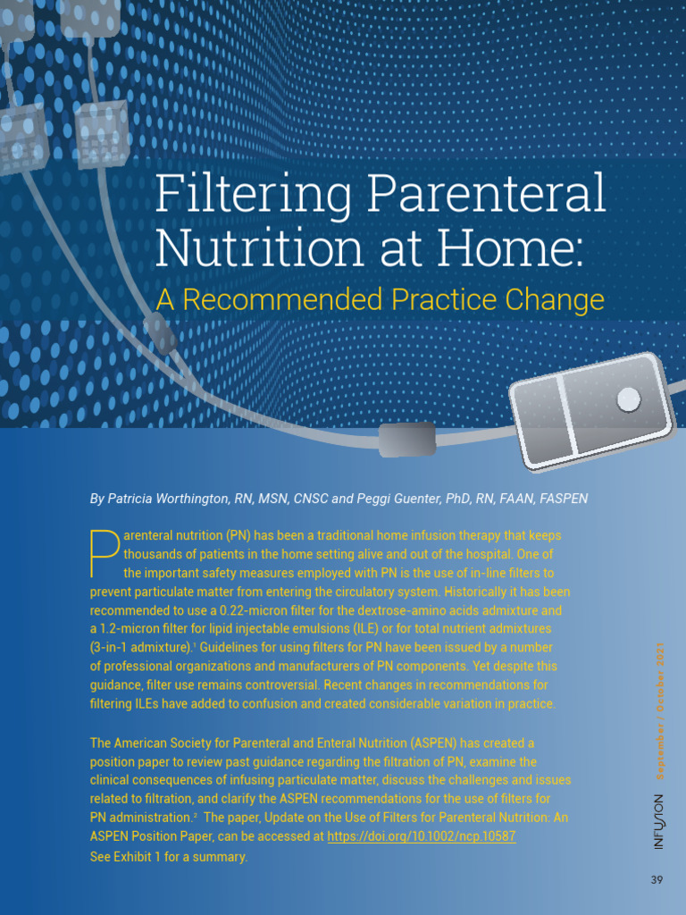 Filtering Parenteral Nutrition at Home - A Recommended Practice Change ...