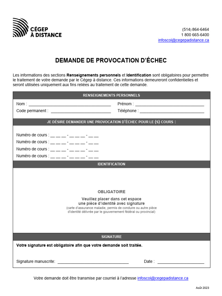 FORM Provocation Echec FRA | PDF