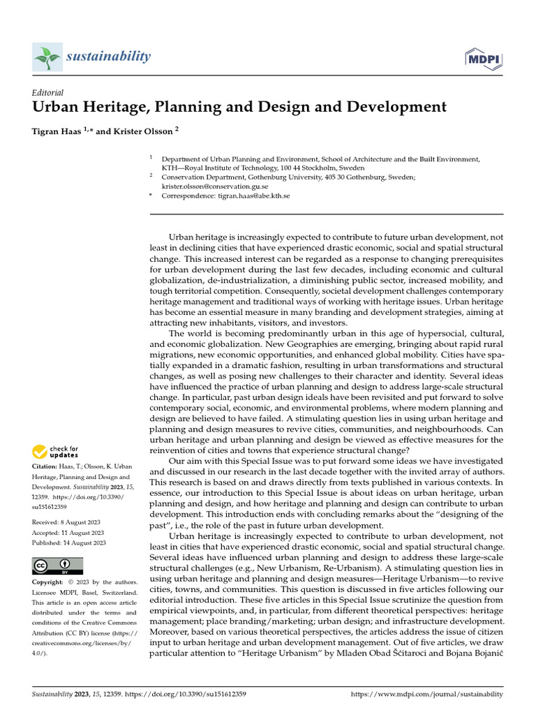 Urban Heritage Planning and Design and Development | PDF