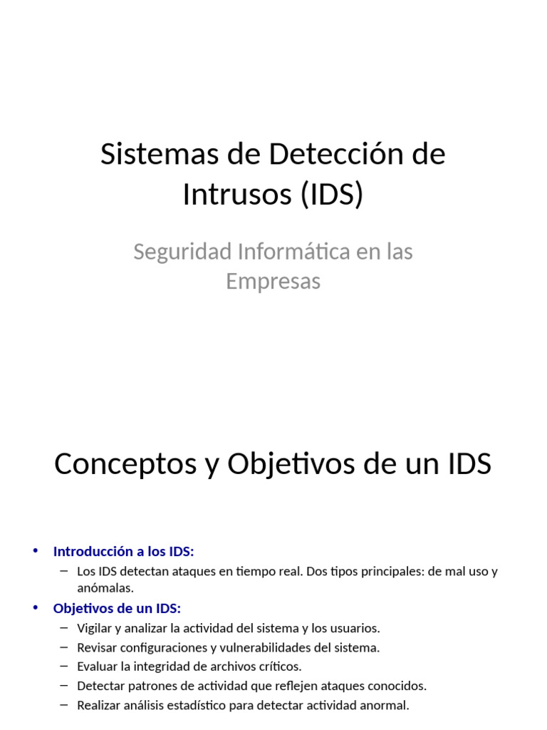 Sistemas de Detección de Intrusos IDS | PDF