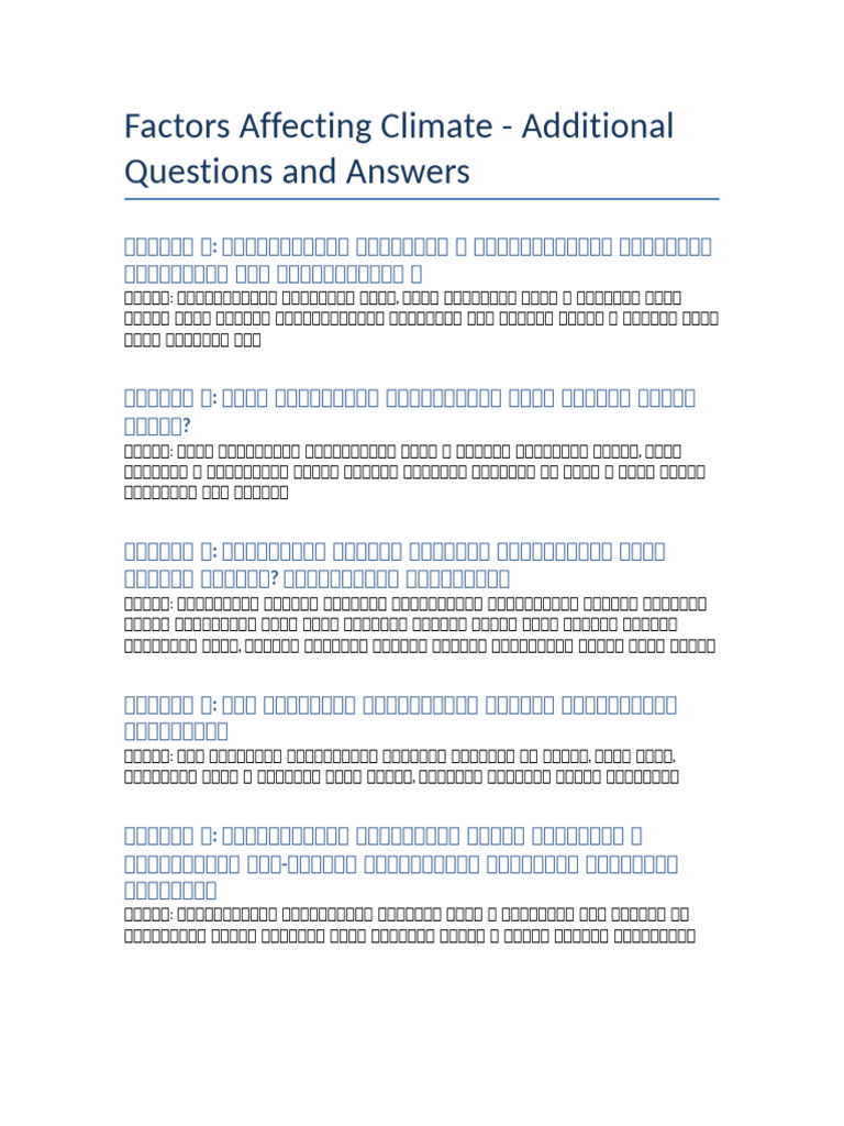Additional Factors Affecting Climate Answers | PDF