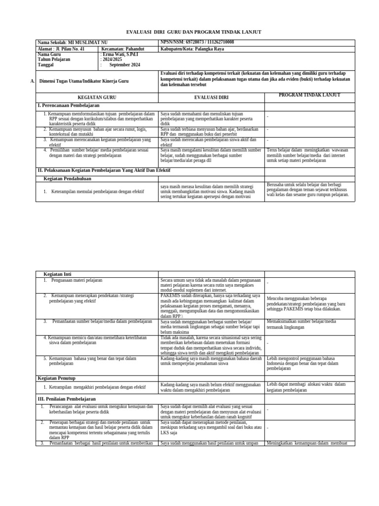 Ev. Diri Guru & Tindak Lanjut 1c | PDF