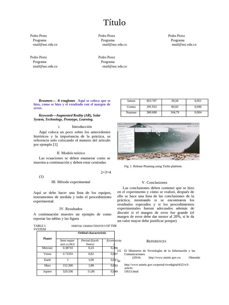 MODELO FORMATO DE INFORME IEEE | PDF