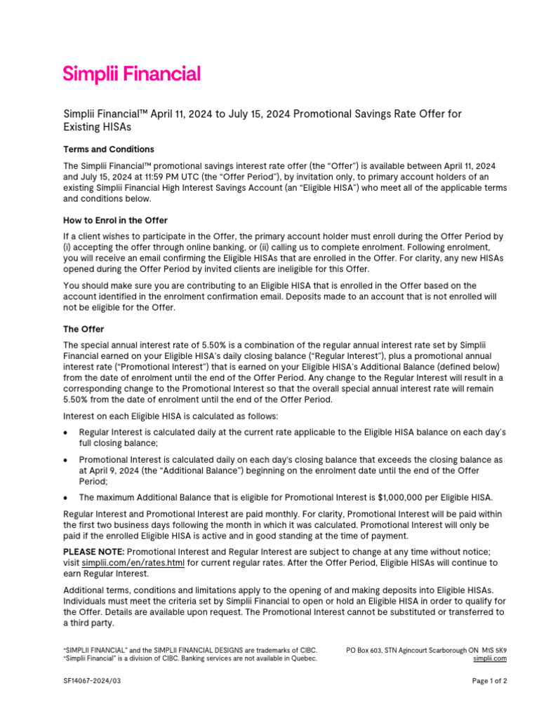 Promotional Savings Rate Offer Hisa bb2 | PDF | Interest | Business