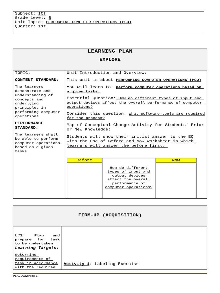 Learning Plan 1st Quarter - Final | PDF
