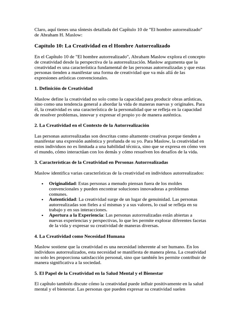 Maslow Capitulo 10 | PDF
