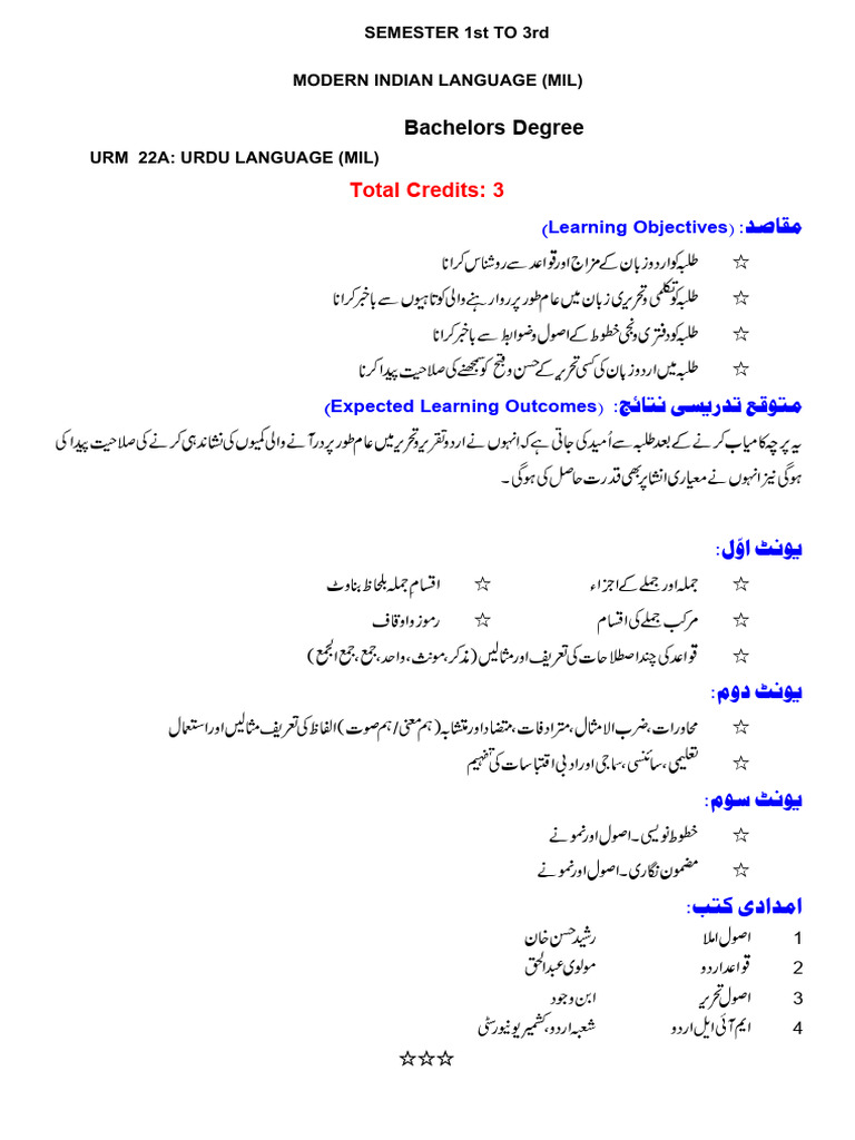 Urdu Language Course Overview | PDF