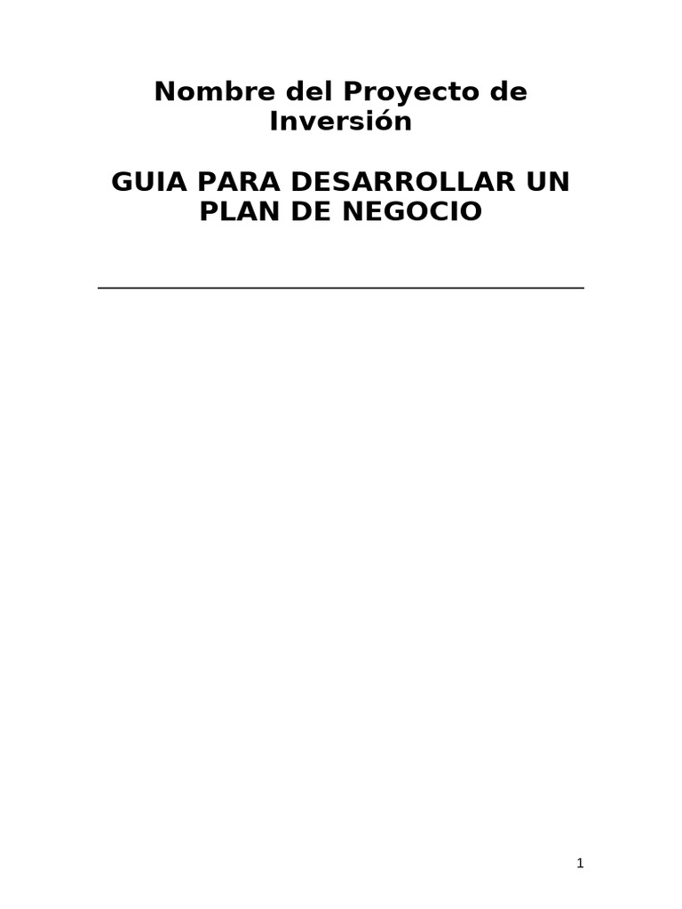 Guia para Un Plan de Negocios 5 Marzo 2024 | PDF