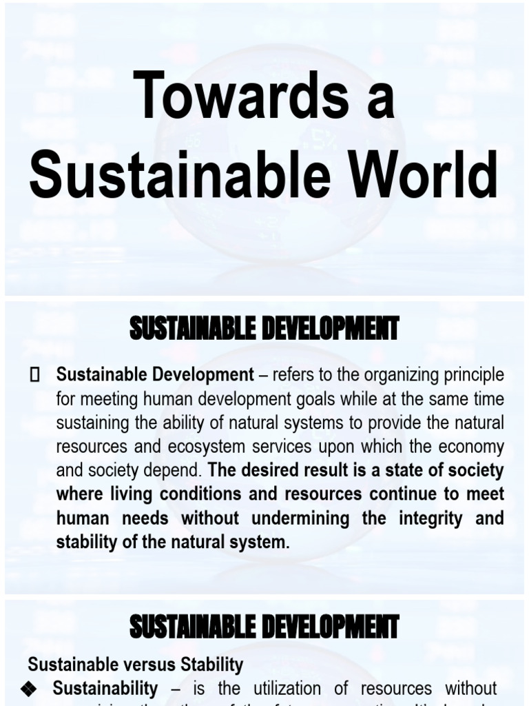 Towards A Sustainable World Pdf