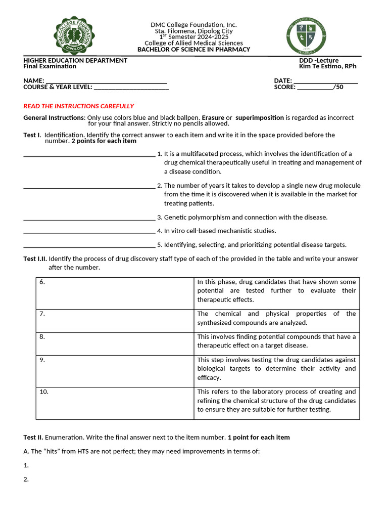 DDD Prelim Exam | PDF