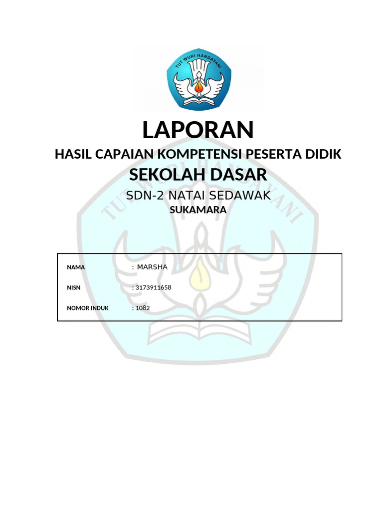 Format Rapor Kurikulum 2013 SD | PDF