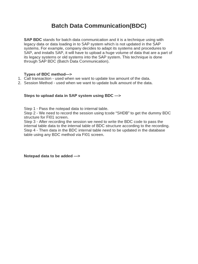 SAP BDC: Data Loading Guide | PDF