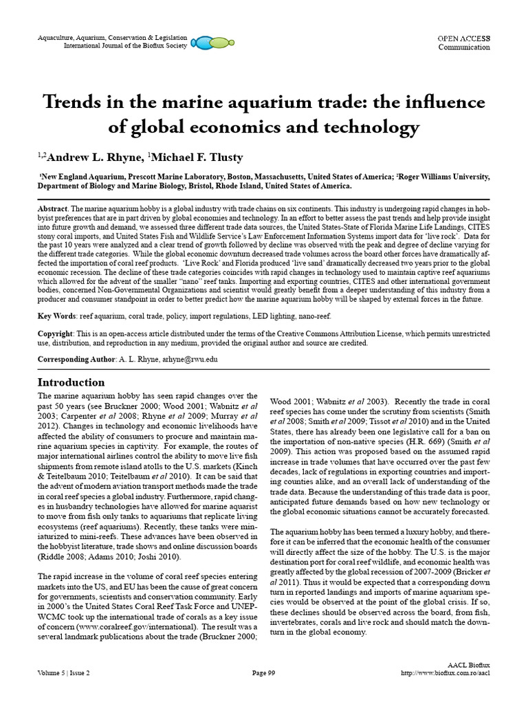 Image showcasing Trends in The Marine Aquarium Trade | PDF | Aquarium | Fishkeeping
