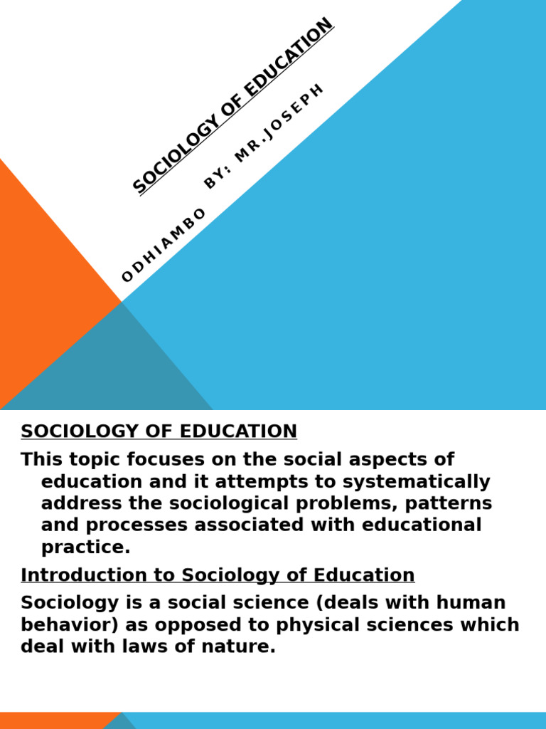 Sociology of Education | PDF