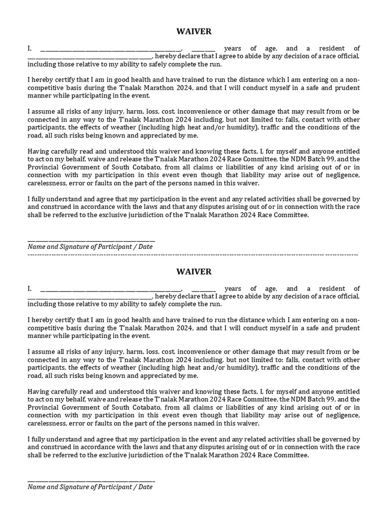 Waiver | PDF