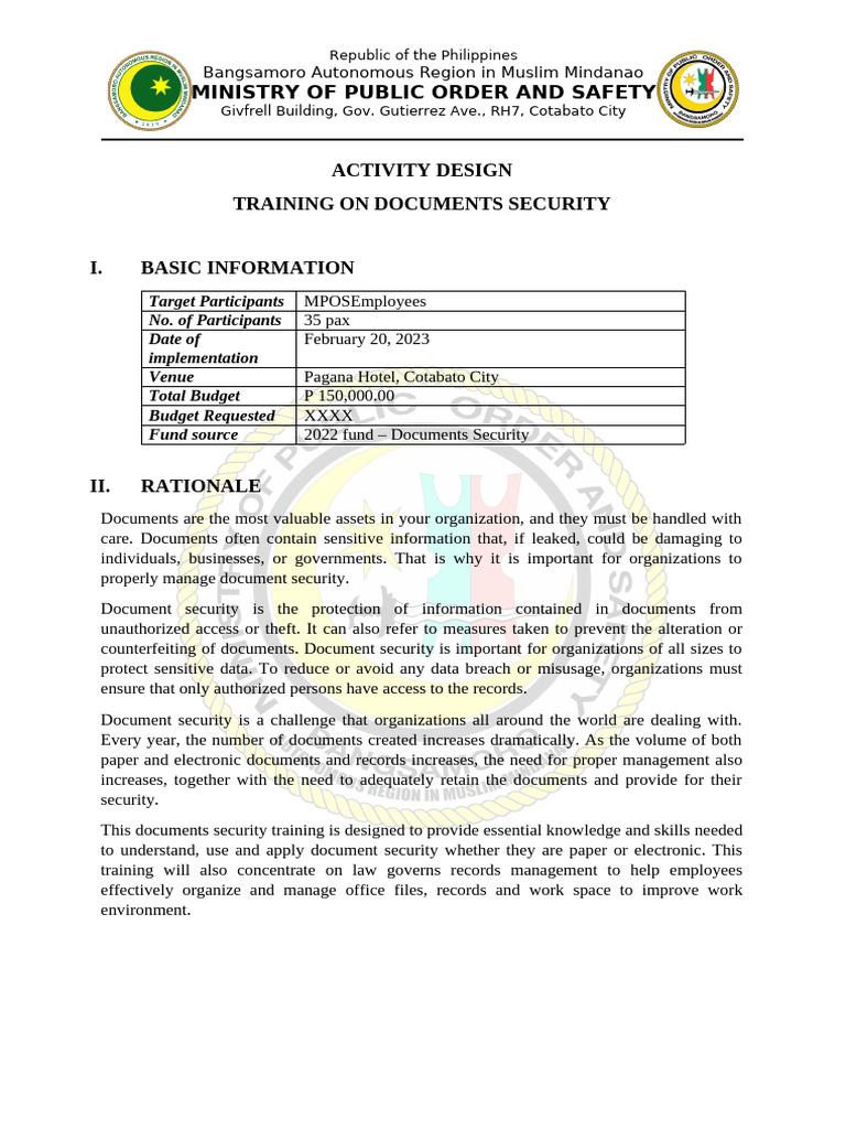 Document Security Training (Activity Design) | PDF
