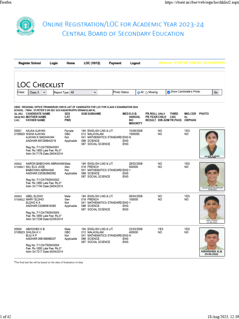 Class X Loc 2023-24 Check List | PDF