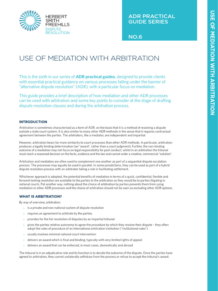 Mediation and Arbitration in Dispute Resolution | PDF | Alternative ...