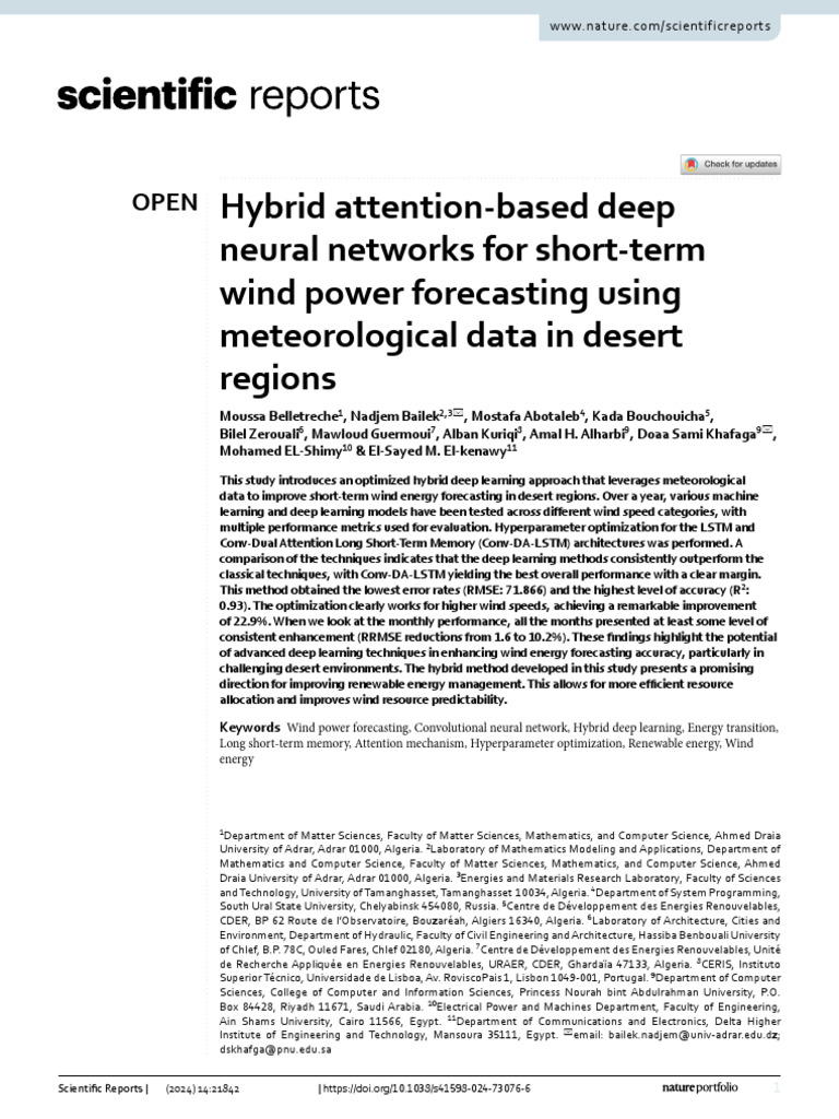 Hybrid Attention-Based Deep Neural Networks For Short-Term Wind Power ...