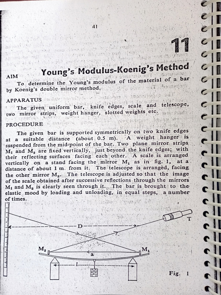 Young's Modulus via Koenig's Method | PDF | Mirror | Physical Sciences