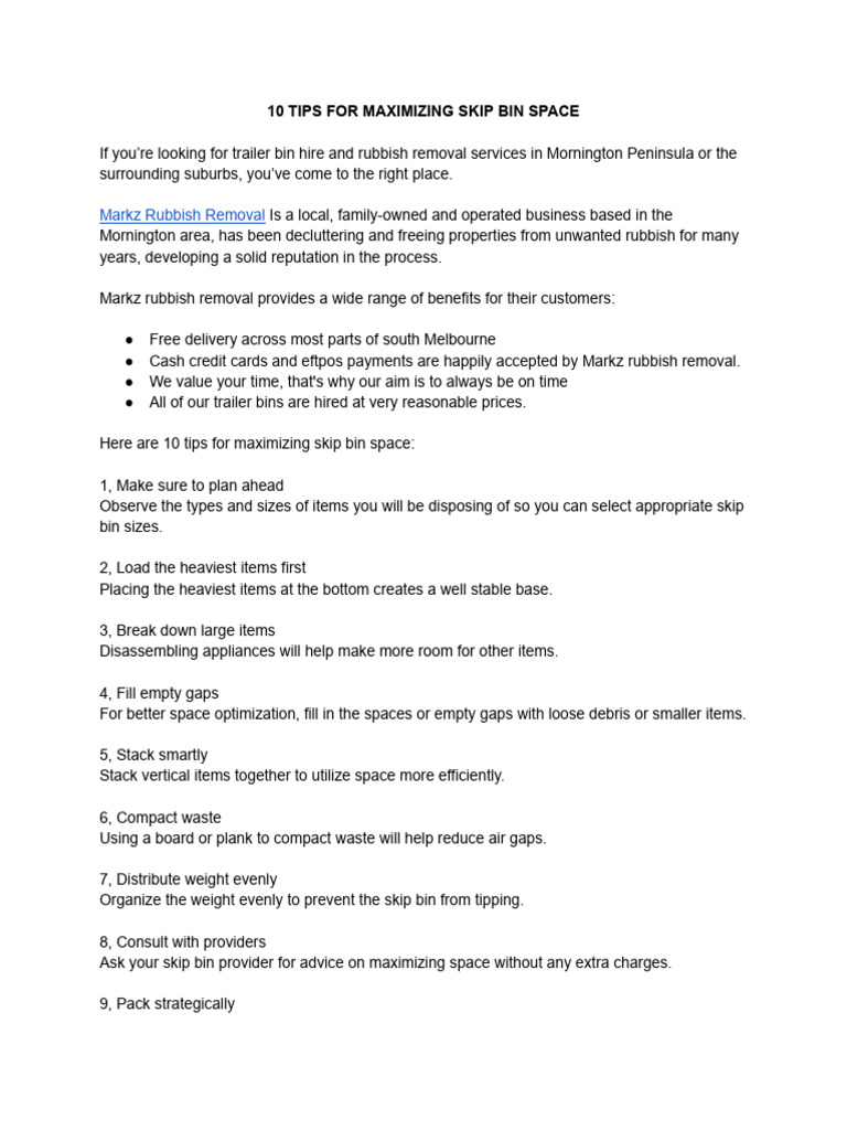 10 tips for maximing skip bin space PDF