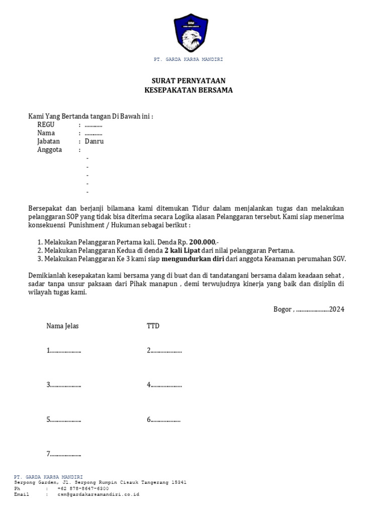 SURAT PERNYATAAN SECURITY | PDF