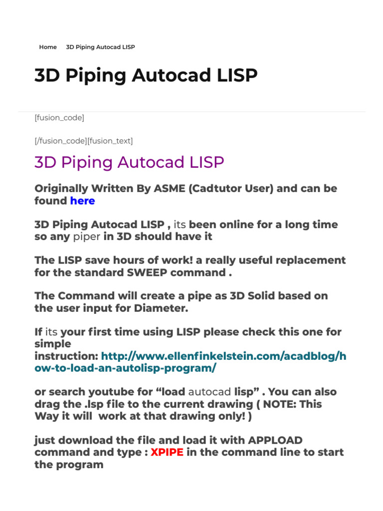 3D Piping Autocad LISP | PDF