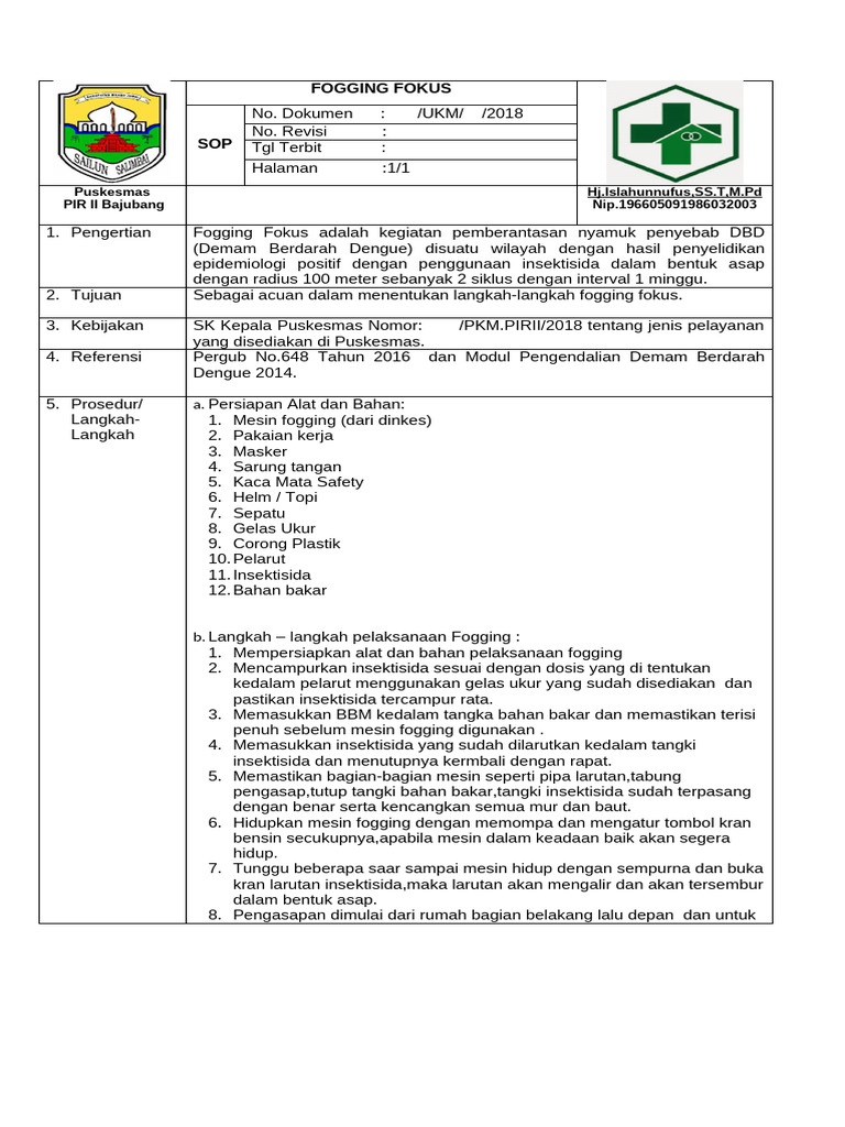 Sop Fogging | PDF