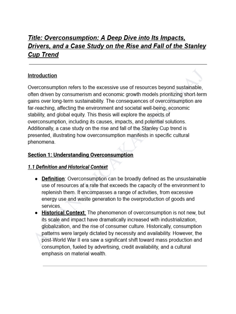 Title Overconsumption A Deep Dive Into Its Impacts, Drivers, and A