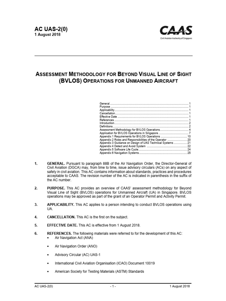 Caas Assessment Methodology For Beyond V Isual Line of Sight (Bvlos ...