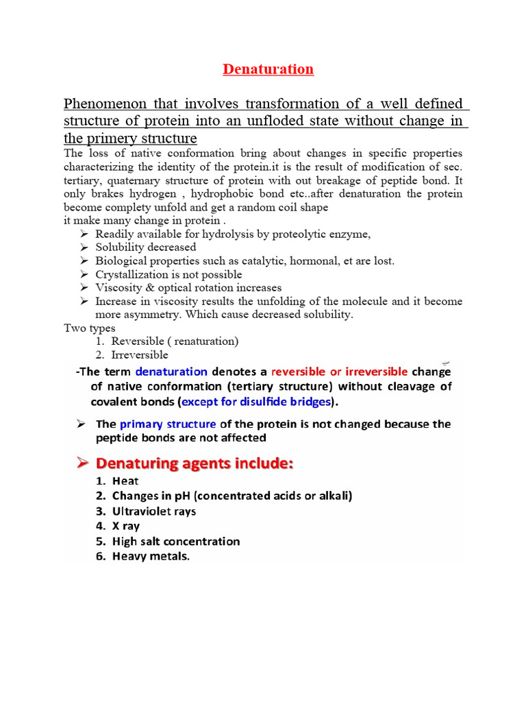 Denaturation of Protein | PDF