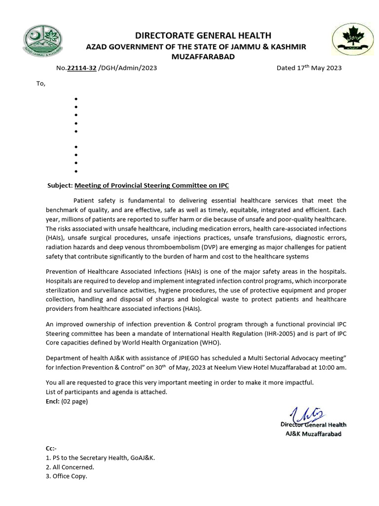 Meeting of Provincial Steering Committee On IPC-1 | PDF