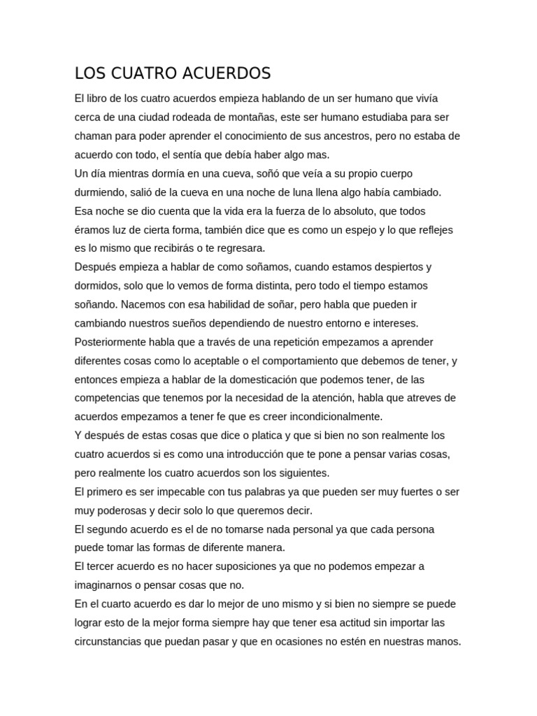 LOS CUATRO ACUERDOS Redaccion | PDF