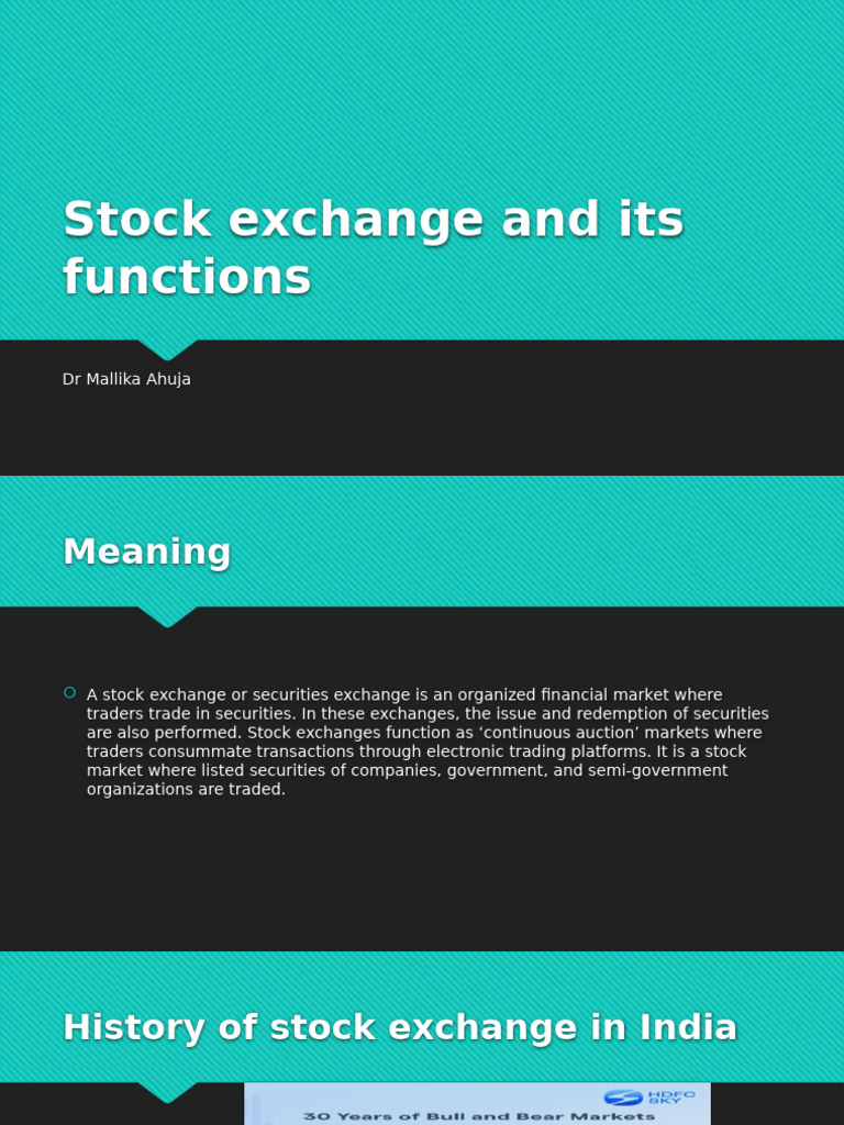 Functions of Stock Exchange in India | PDF | Stock Exchange | Stocks