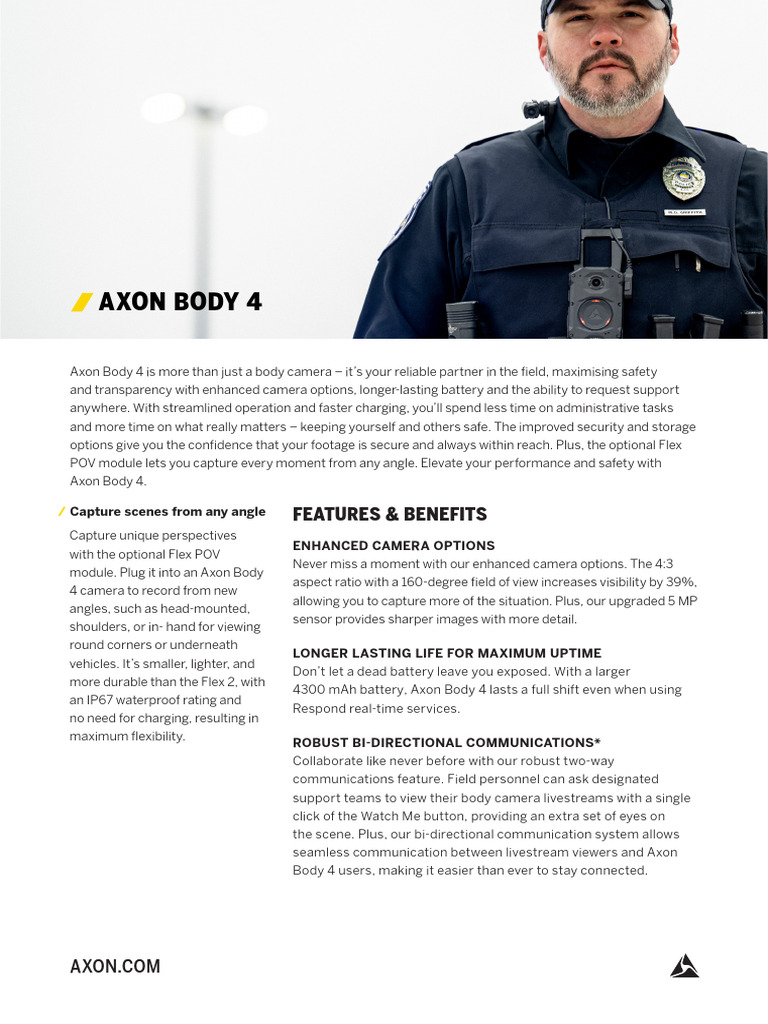 Axon Body 4 : Caméra de Sécurité Avancée | PDF | Technologie de film et ...