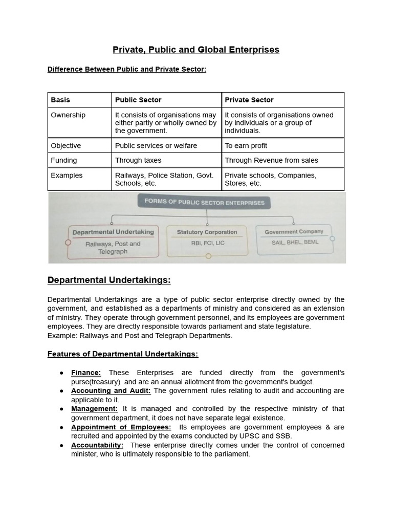 Private, Public and Global Enterprises | PDF