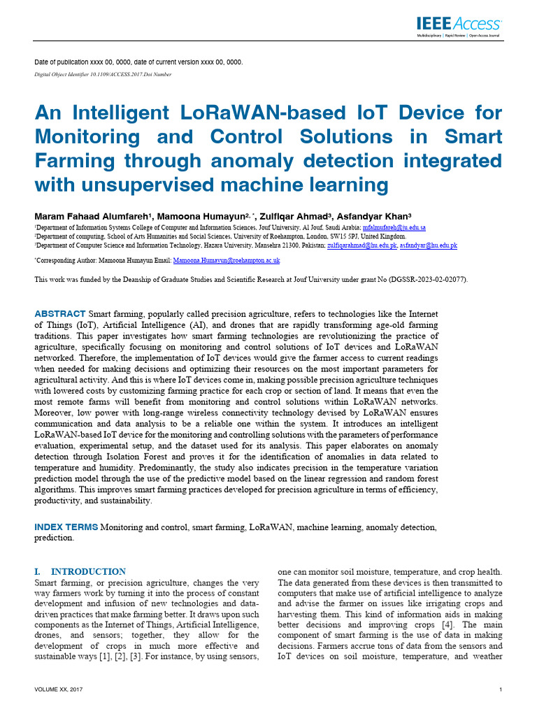 An Intelligent LoRaWAN-based IoT Device For Monitoring and Control ...