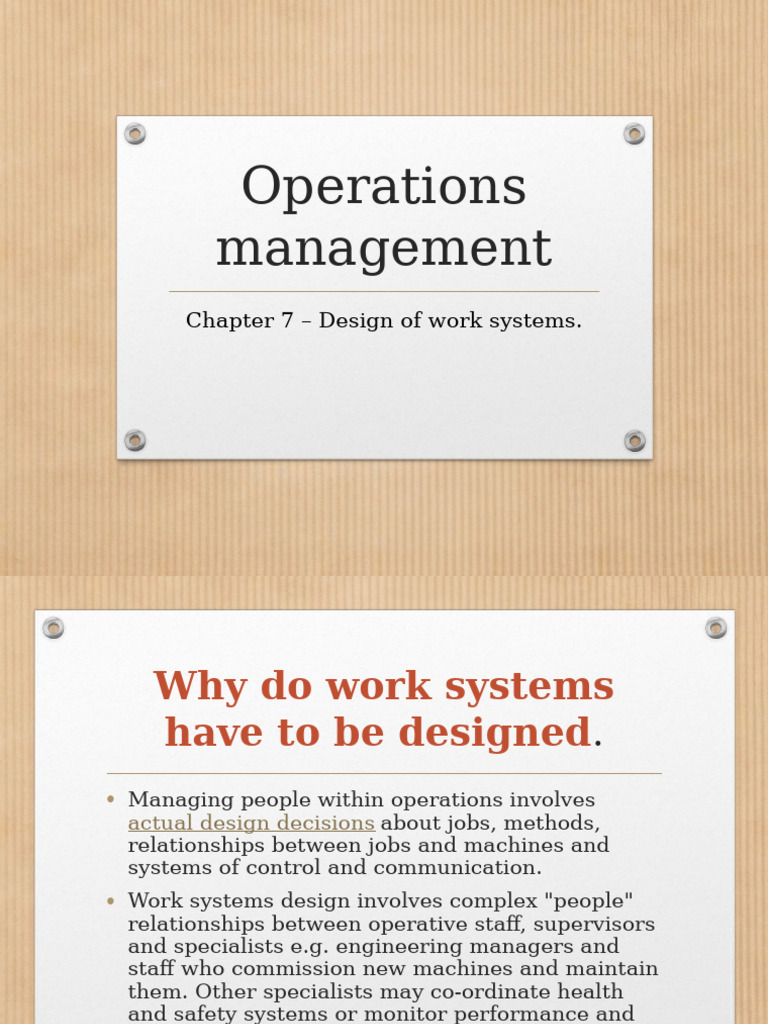Chapter 7 - Design of Work Systems. | PDF