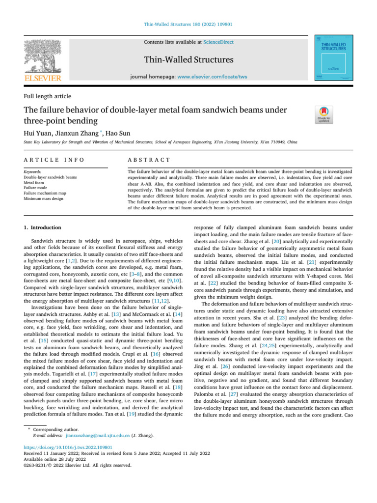 Hui Yuan The Failure Behavior of Double Layer Metal | PDF