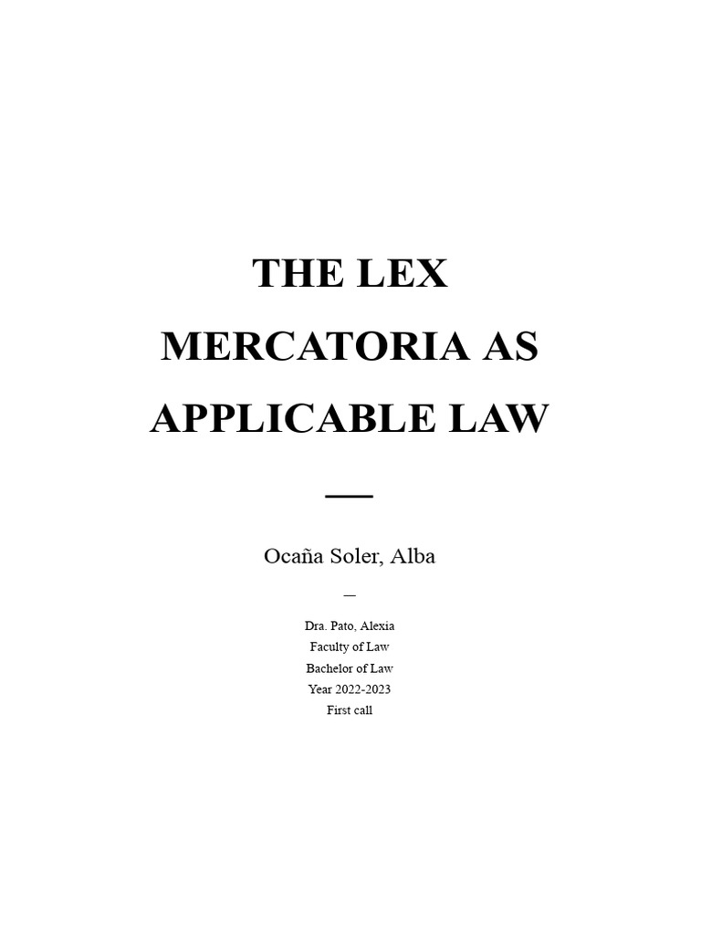 Lex Mercatoria As Applicable Law | PDF | International Law | Finance ...